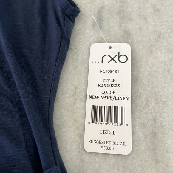 rxb Navy Blue & Cream Embellished Sleeveless Knit Tunic Top NWT - Picture 8 of 9